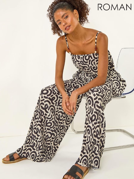 Roman White Wave Plisse Wide Leg Trousers (W18977) | £48