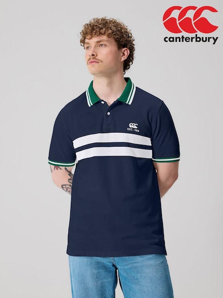 Canterbury Blue Chest Stripe CCC Polo Shirt (W19011) | £75