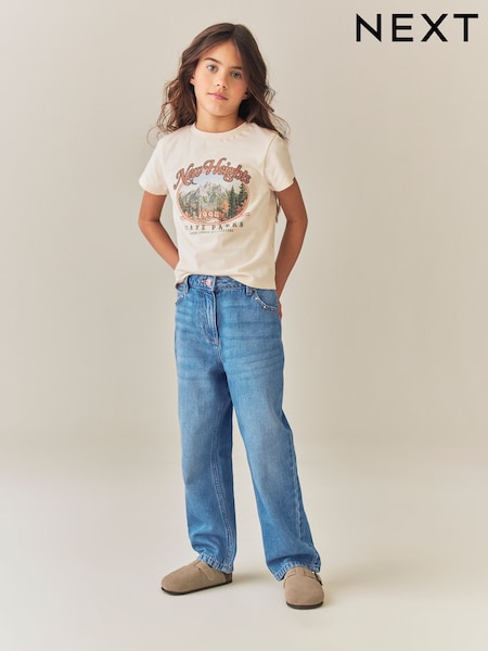 Mid Wash Stud Pocket Detail - Straight Leg Jeans (3-16yrs)