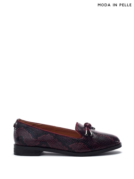 Moda in Pelle Red Fillipa Flat Tassel Trim Loafers (W19113) | £79
