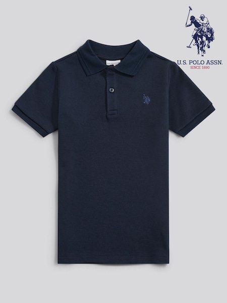 U.S. Polo Assn Blue Twill Texture Polo Shirt (W19150) | £38 - £48