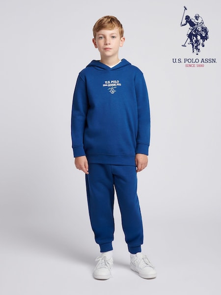 U.S. Polo Assn Blue Script Graphic Hoodie & Joggers Set (W19153) | £80 - £96
