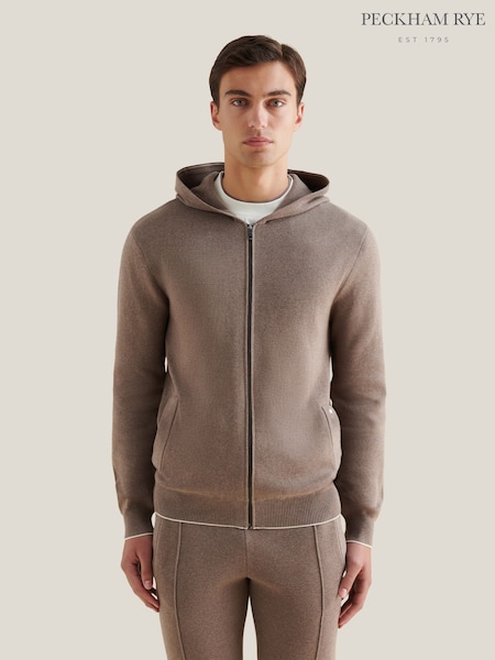 Peckham Rye Natural Knitted Milano Zip Hoodie (W19193) | £85