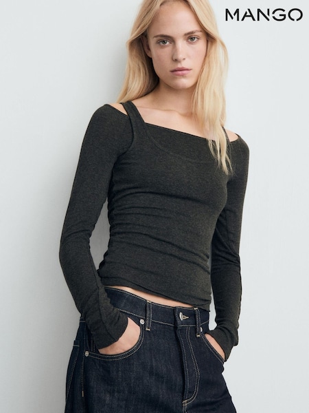 Mango Grey Layered Fine Knit Top (W19225) | £26