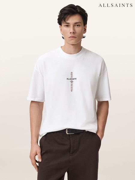 AllSaints White Knox Short Sleeve Crew Neck T-Shirt (W19229) | £59