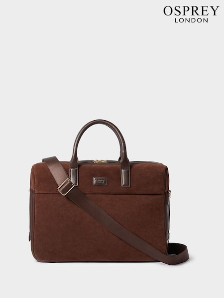 Osprey London The Mocha Suede Laptop Brown Bag (W19280) | £295