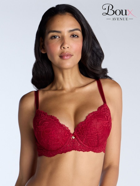 Boux Avenue Bright Red DD+ Pad Balcony Billie Lace Padded Balcony Bra (W19401) | £34