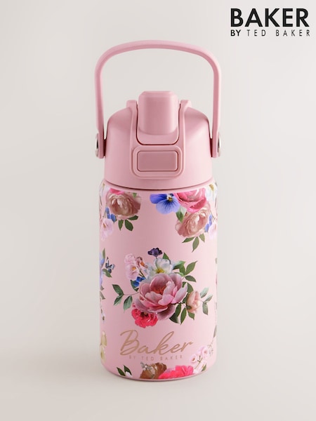 Pink - Baker By Ted Baker Back To School Stainless Steel Water Bottle With Straw