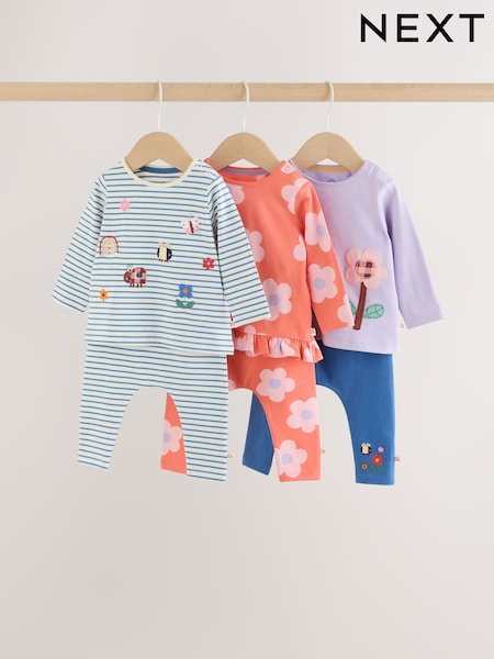 Navy Stripe - Long Sleeve T-shirt And Leggings Baby 6 Piece Set (0mths-2yrs)