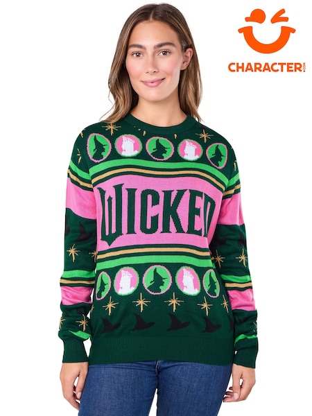 Character Green Wicked Knitted Christmas Jumper (W19674) | £31