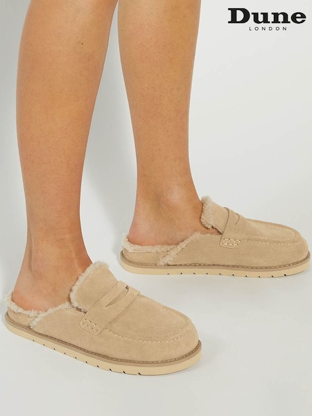 Dune London Sand Goldy Lined Backless Loafers (W19919) | £109