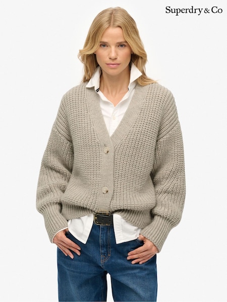 Superdry Grey Women's Chunky V-Neck Cardigan (W20012) | £50