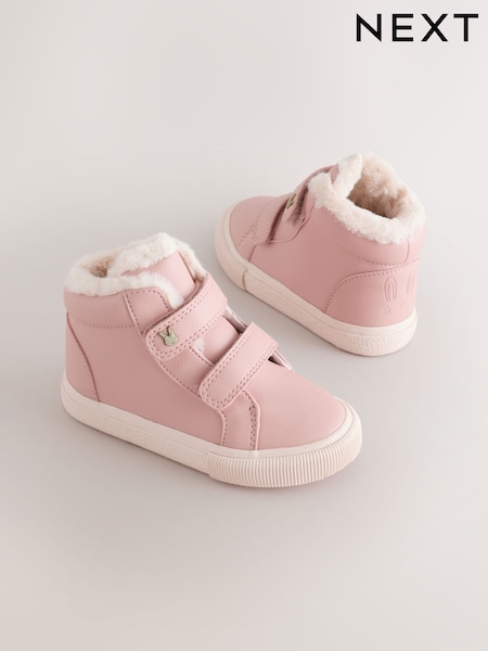 Pink - Touch Fastening High Top Trainers