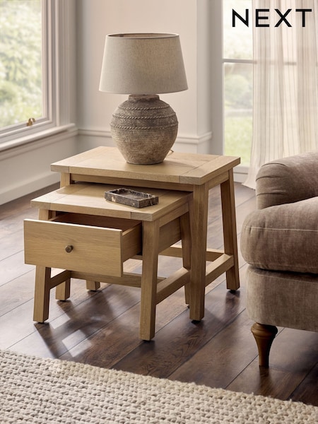 Moreton Oak Veneer Nest Of Table