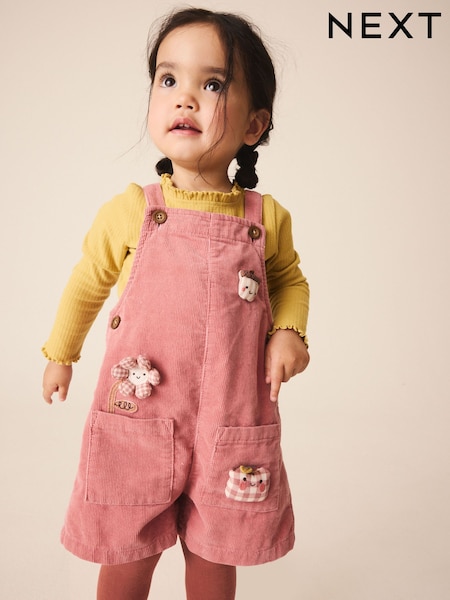 Pink Corduroy - Dungaree & Tights Set (3mths-7yrs)