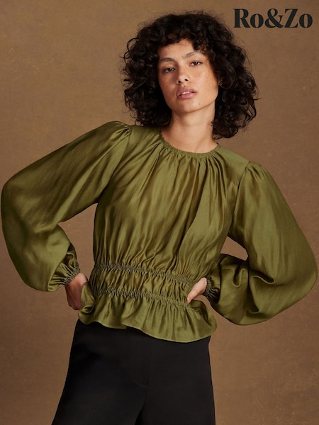 Ro&Zo Green Peplum Blouse (W20092) | £89