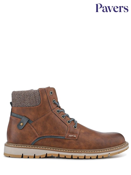 Pavers Brown Lace Up With Fabric Cuff Boots (W20173) | £50
