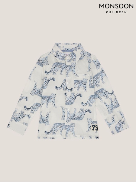 Monsoon White Leopard Print Long Sleeve Shirt (W20243) | £19 - £21