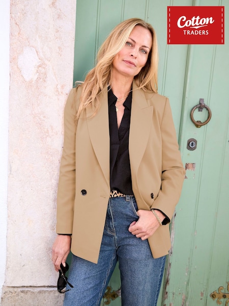 Cotton Traders Brown Double Breasted Blazer (W20317) | £59