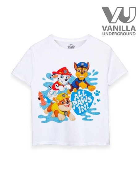 Vanilla Underground White Paw Patrol All Paws In Short Sleeved T-Shirt (W20352) | £14