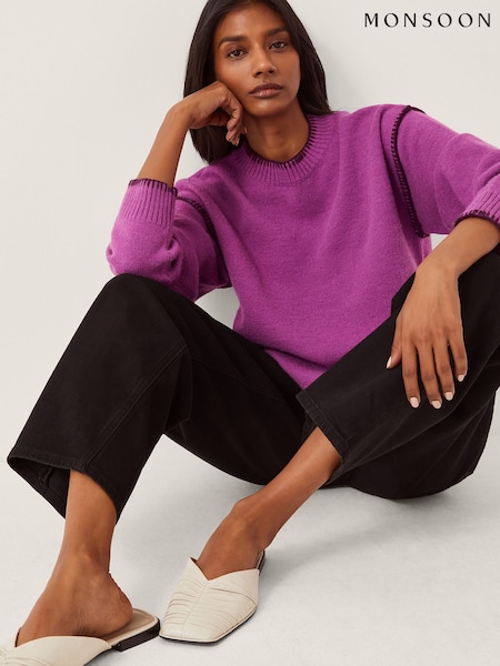 Monsoon Purple Shayla Whipstitch Jumper (W20423) | £65