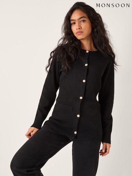 Monsoon Black Coleen Plain Cardigan (W20427) | £75