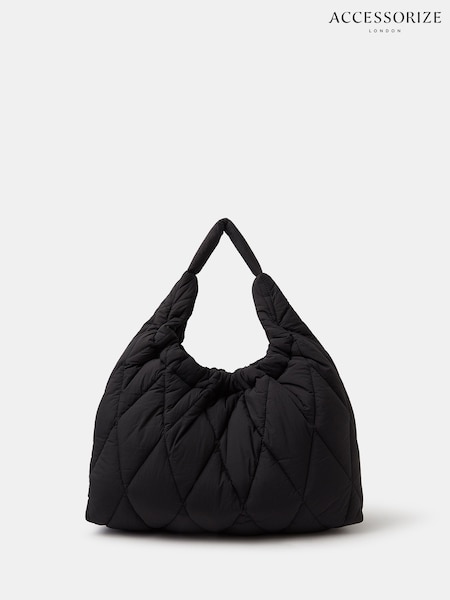 Accessorize Black Nylon Quilted Shopper Bag (W20551) | £35