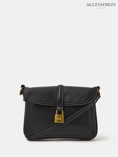 Accessorize Black Padlock Satchel Cross-Body Bag (W20562) | £35
