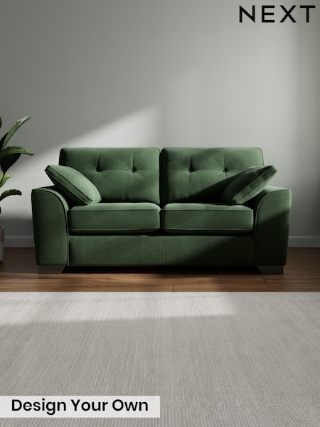 Fine Chenille Easy Clean/Mid Khaki Green Stamford Buttoned Back (W20608) | £1,199