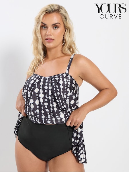 Yours Curve Coal Black Super High Waisted Bikinis (W20664) | £22