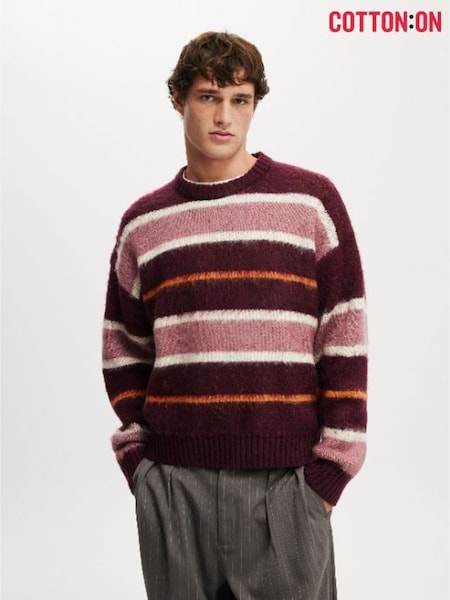 Cotton On Red Box Fit Fuzzy Crew Neck Knit Jumper (W20728) | £40