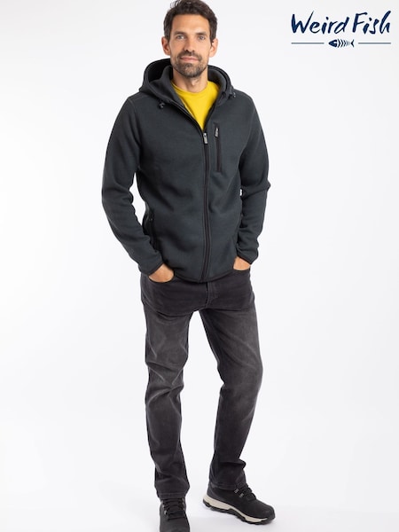 Weird Fish Black Lockie Full Zip Bonded Fleece Hoodie (W20888) | £85
