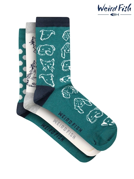 Weird Fish Blue Parade Patterned Socks 3 Pack (W20891) | £20