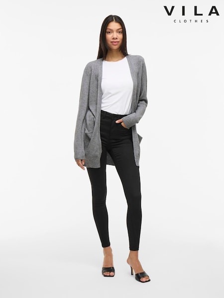 VILA Grey Long Sleeve Lightweight Knit Cardigan (W20928) | £34