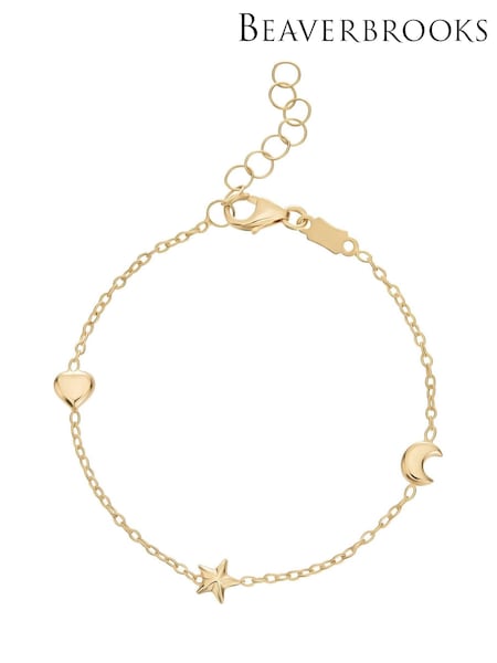 Beaverbrooks Children's 9ct Yellow Gold Star and Moon Bracelet (W20929) | £160