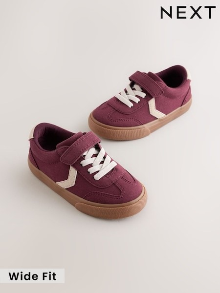 Burgundy Red - Touch Fastening Elastic Lace Trainers