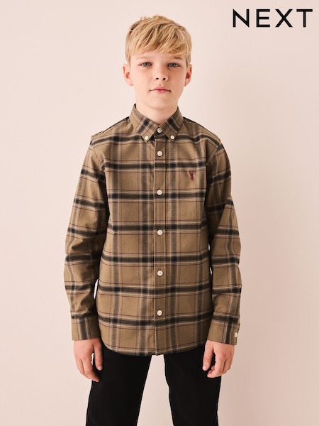 Chocolate Brown Check - Oxford Shirt (3-16yrs)
