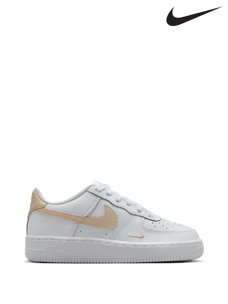 Nike White Natural Youth Air Force 1 Trainers (W21533) | £0