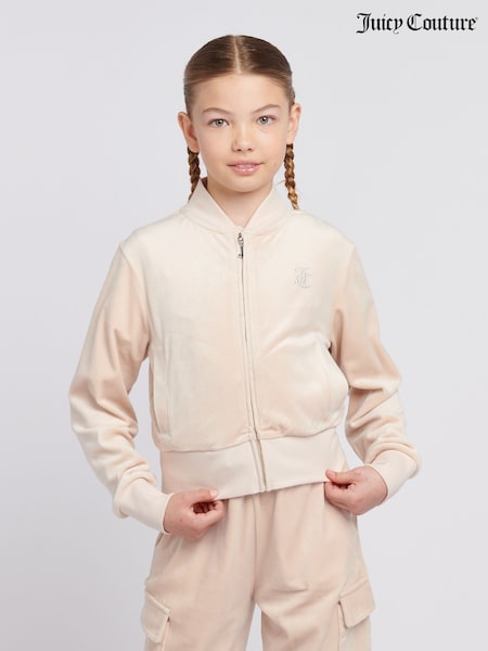 Juicy Couture Cream Girls Cropped Zip-Thru Sweatshirt (W21636) | £80