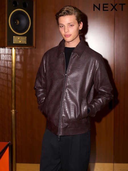 Burgundy Red Smart Faux Leather Jacket (W21716) | £79