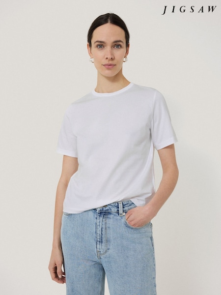 Jigsaw White Heavy 100% Cotton T-Shirt (W21762) | £39