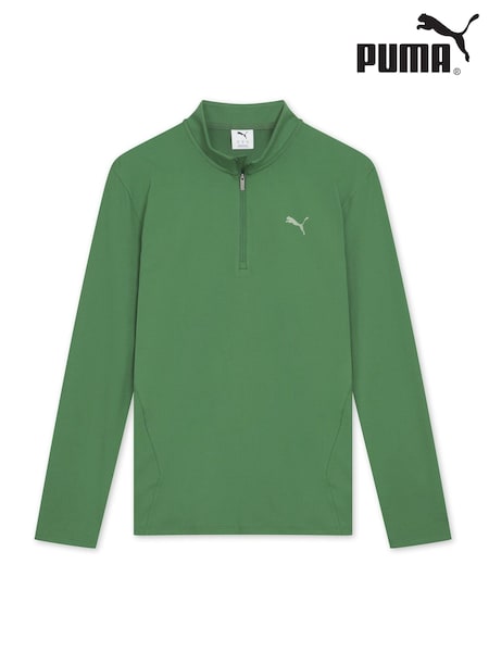 Puma Green Mens Slim Fit Train Quarter Zip Top (W21807) | £55