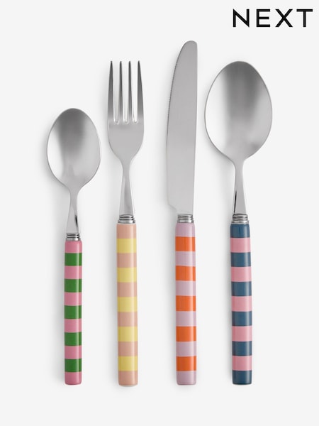 16 Piece Bright Stripe Ceramic Handle Cutlery Set (W21840) | £0