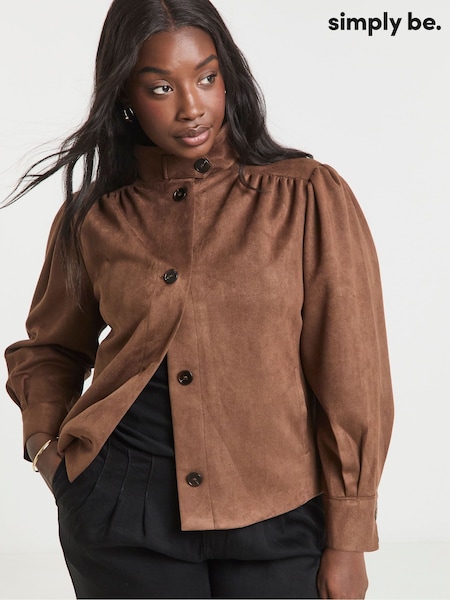 Simply Be Brown Funnel Neck Suedette Jacket (W21896) | £55