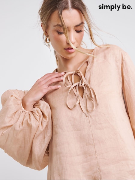 Simply Be Pink Rami Volume Sleeve Blouse (W21909) | £45