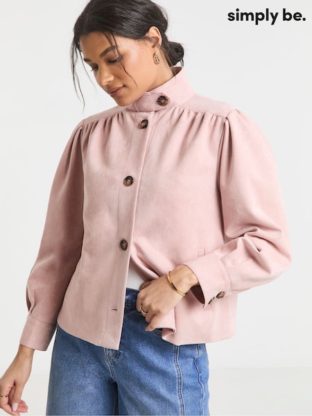 Simply Be Pink Funnel Neck Suedette Jacket (W21912) | £55