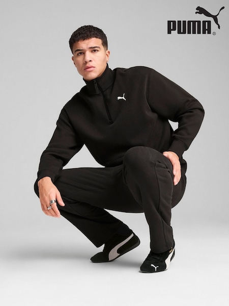 Puma Black Mens Wardrobe Ess Relaxed Half Zip Crew 100% Cotton Sweatshirt (W21924) | £55