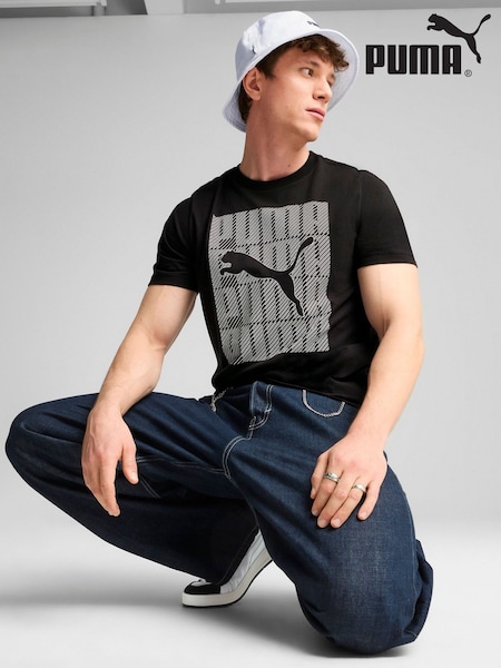 Puma Black Mens Graphics Wording T-Shirt (W21975) | £20