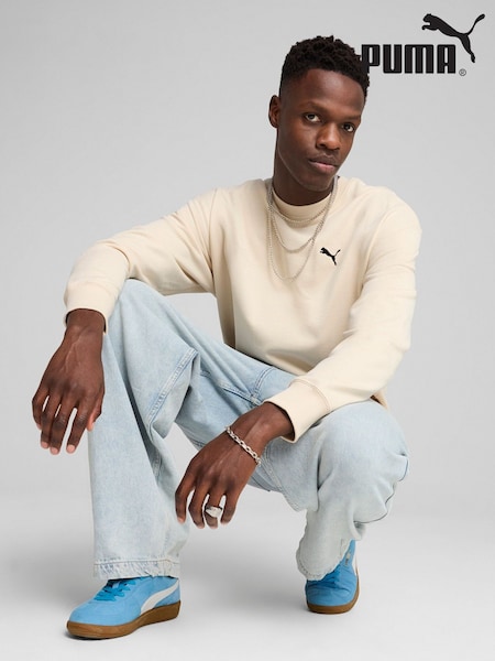 Puma Cream Mens WARDROBE ESS Relaxed Crew Sweatshirt (W22027) | £45