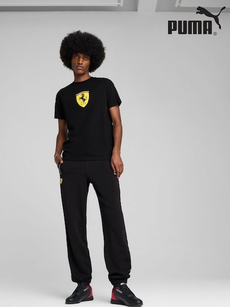 Puma Black Mens Scuderia Ferrari Race Coloured Big Shield T-Shirt (W22031) | £40